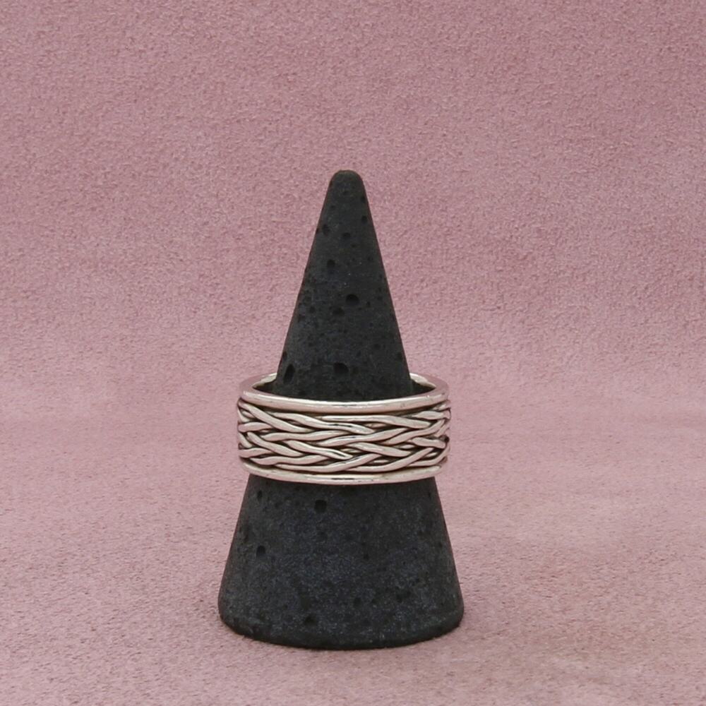 sterling silver mens 9mm woven band ring size 10